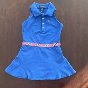 Polo by Ralph Lauren Blue Kids Polo Dress with Pink Belt